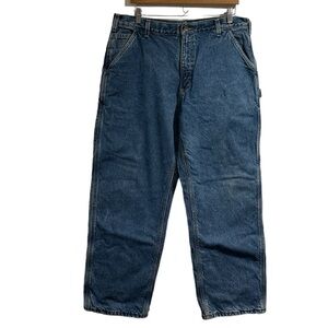 Carhartt jeans dungaree fit 38 x 30 flannel lined plaid